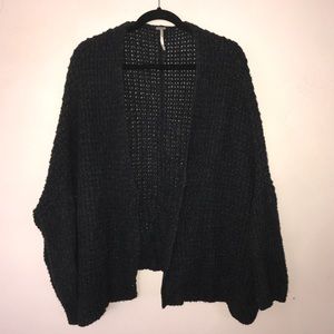 Free People Breeze Waffle Knit Charcoal Sweater